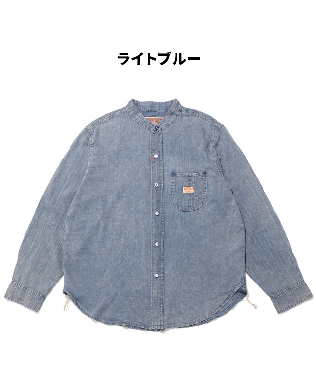 クリフメイヤー[公式] エアーライトデニムバンドカラーシャツ MENS 2555107