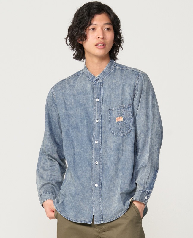 クリフメイヤー[公式] エアーライトデニムバンドカラーシャツ MENS
