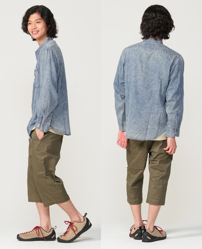 クリフメイヤー[公式] エアーライトデニムバンドカラーシャツ MENS 2555107