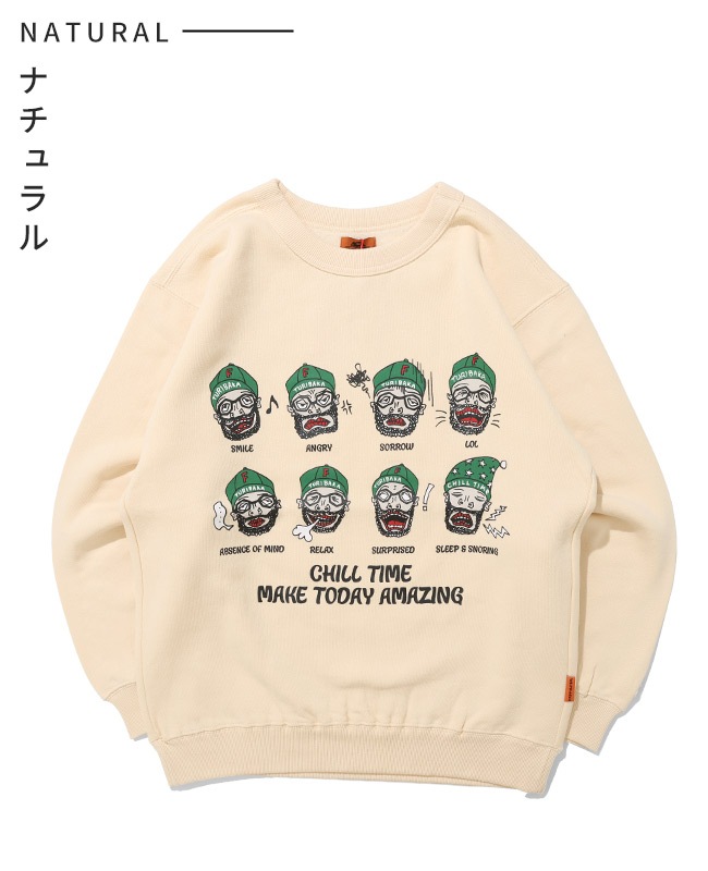 クリフメイヤー[公式] チルタイム裏起毛クルー(顔) MENS 2523108