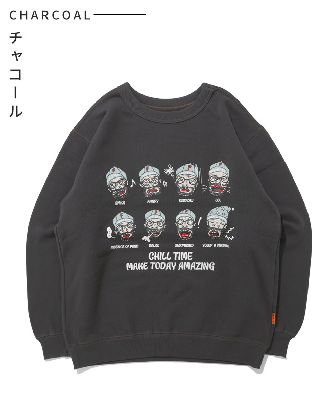 クリフメイヤー[公式] チルタイム裏起毛クルー(顔) MENS 2523108