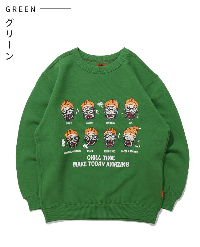 クリフメイヤー[公式] チルタイム裏起毛クルー(顔) MENS 2523108