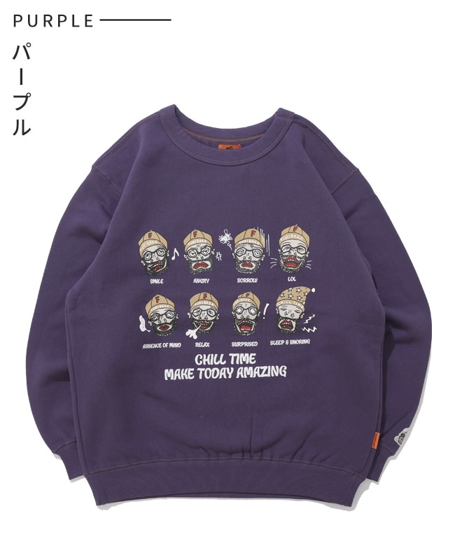 クリフメイヤー[公式] チルタイム裏起毛クルー(顔) MENS 2523108