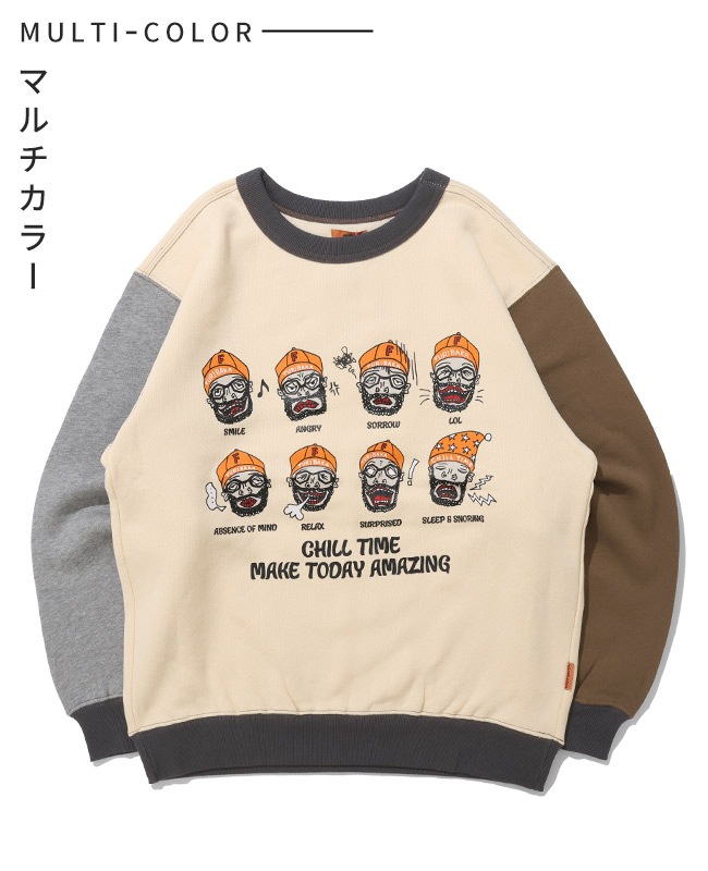 クリフメイヤー[公式] チルタイム裏起毛クルー(顔) MENS 2523108