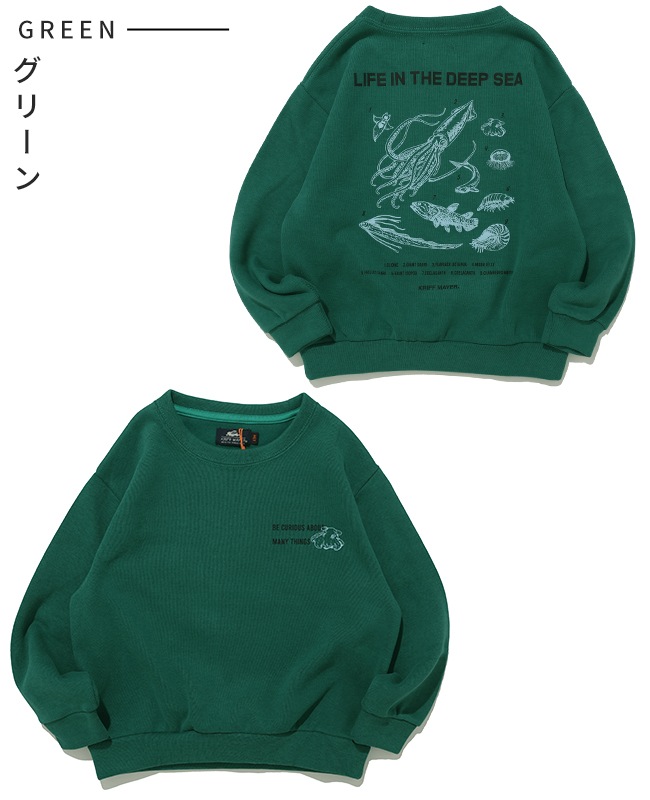 クリフメイヤー[公式] ソフト裏起毛蓄光プリントクルー(深海生物) KIDS J2627834