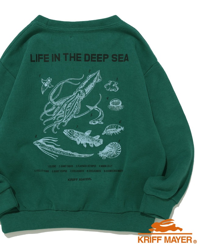 クリフメイヤー[公式] ソフト裏起毛蓄光プリントクルー(深海生物) KIDS J2627834