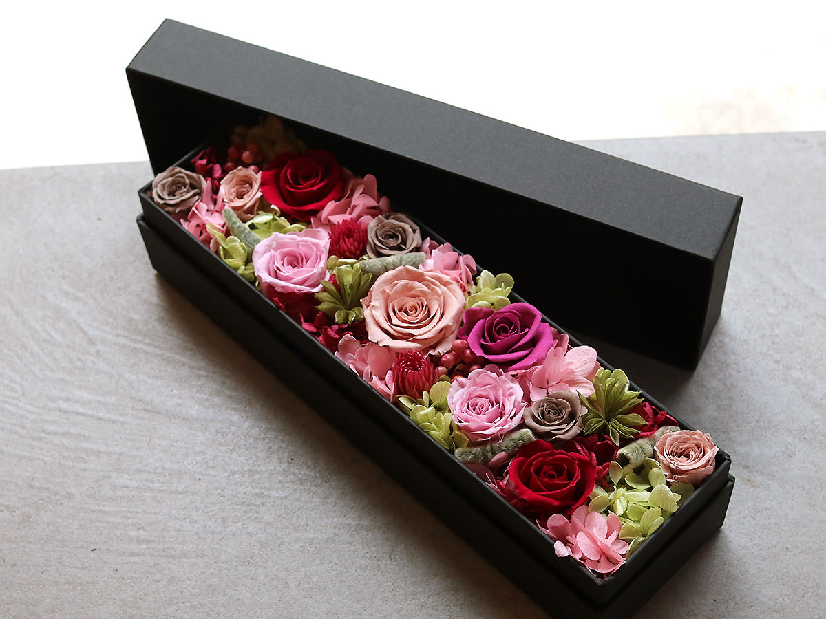 プリザーブドフラワー・ロングボックスアレンジメント 001