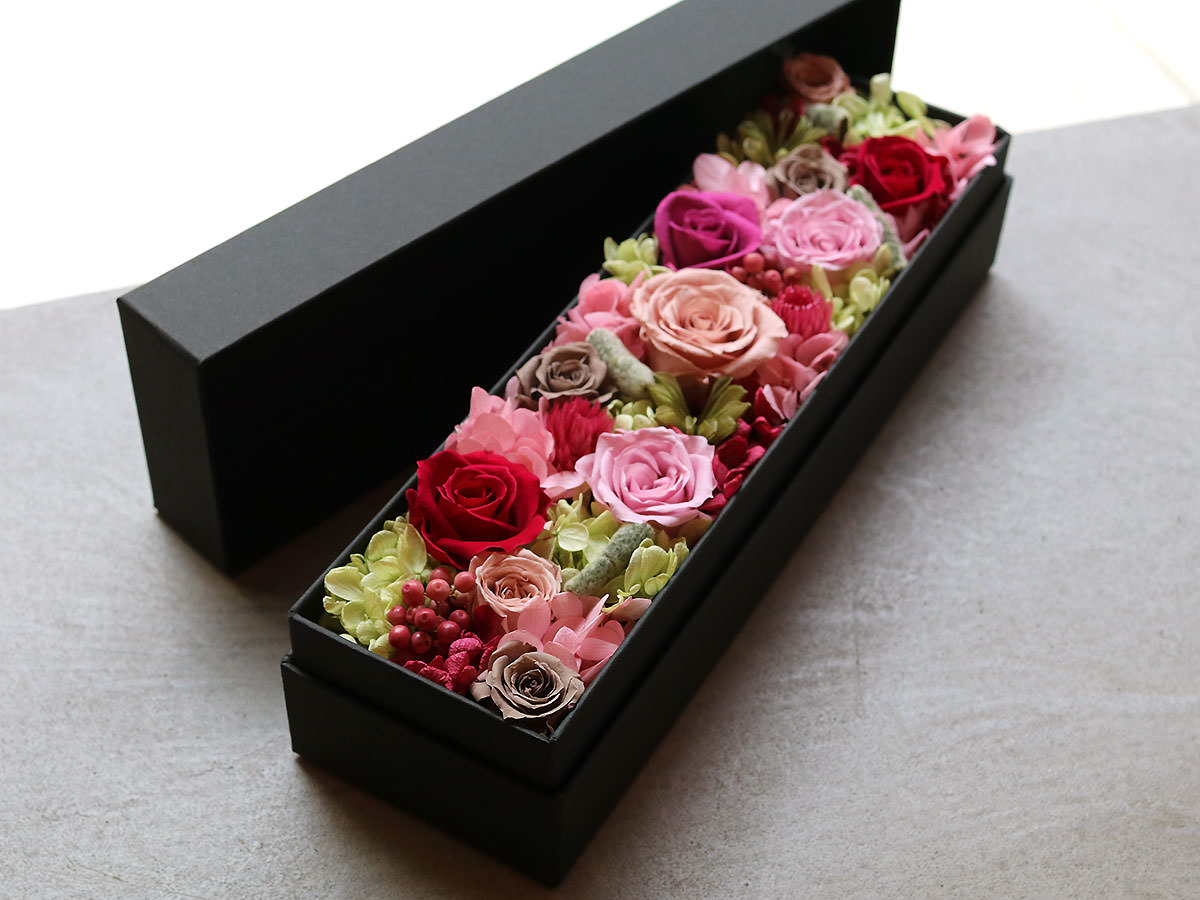 プリザーブドフラワー・ロングボックスアレンジメント 001