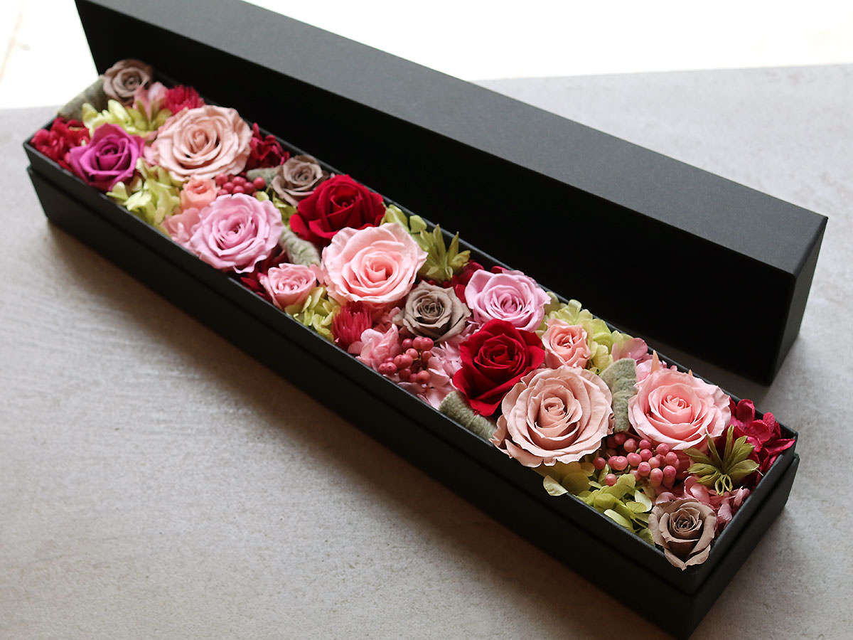 プリザーブドフラワー・ロングボックスアレンジメント 001
