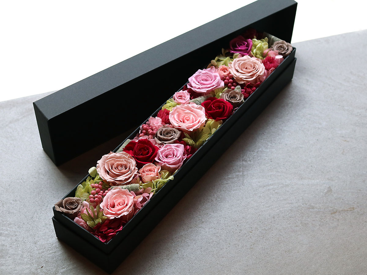 プリザーブドフラワー・ロングボックスアレンジメント 001