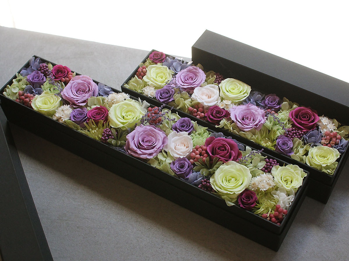プリザーブドフラワー・ロングボックスアレンジメント 002 | すべての