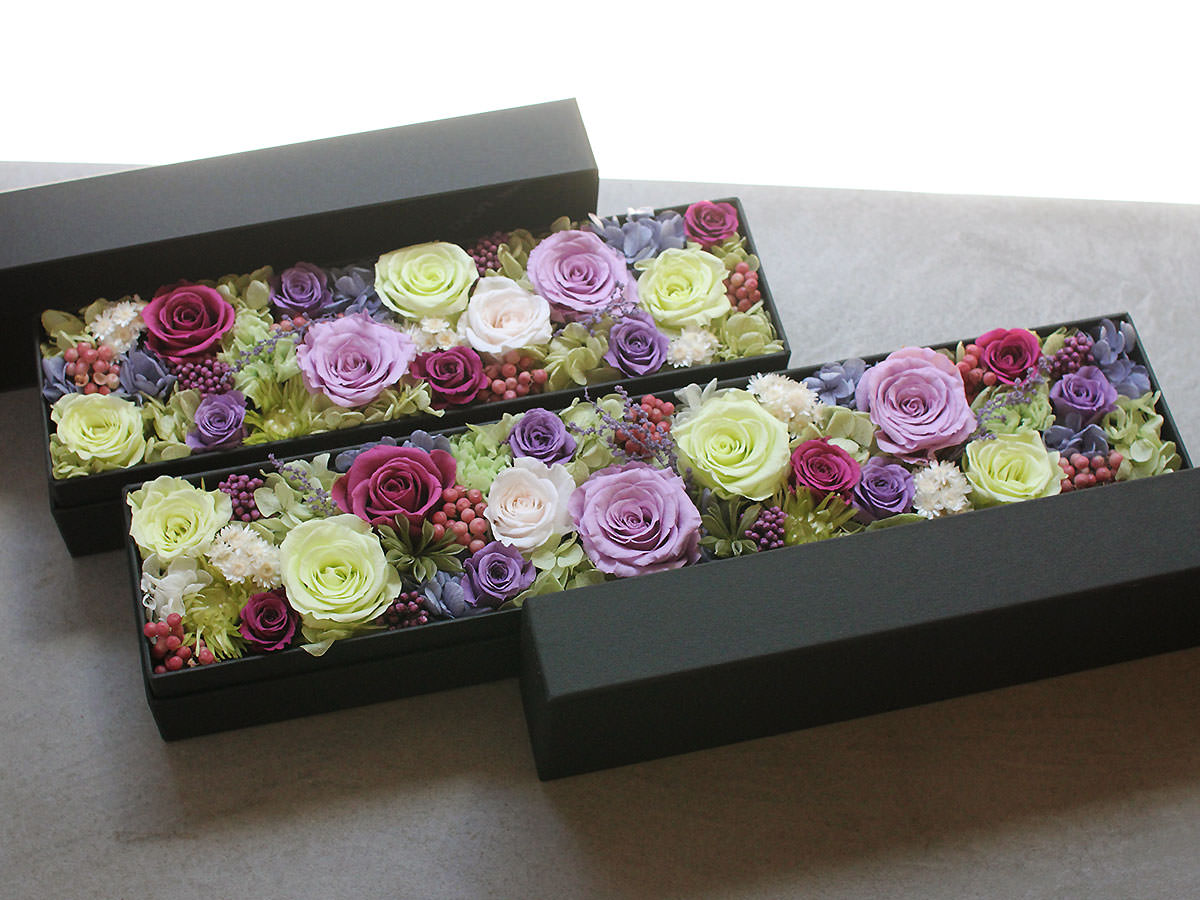 プリザーブドフラワー・ロングボックスアレンジメント 002 | すべての