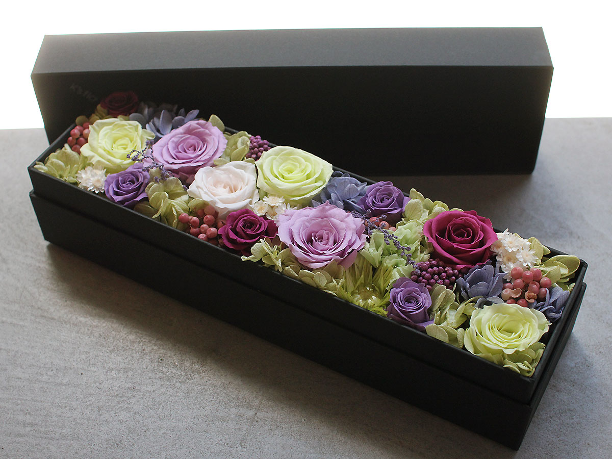 プリザーブドフラワー・ロングボックスアレンジメント 002 | すべての