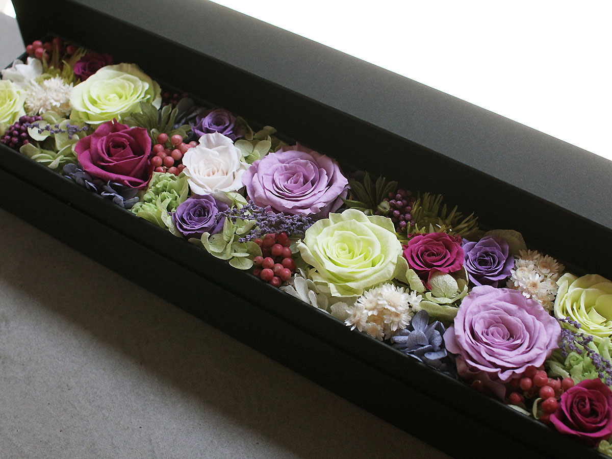 プリザーブドフラワー・ロングボックスアレンジメント 002