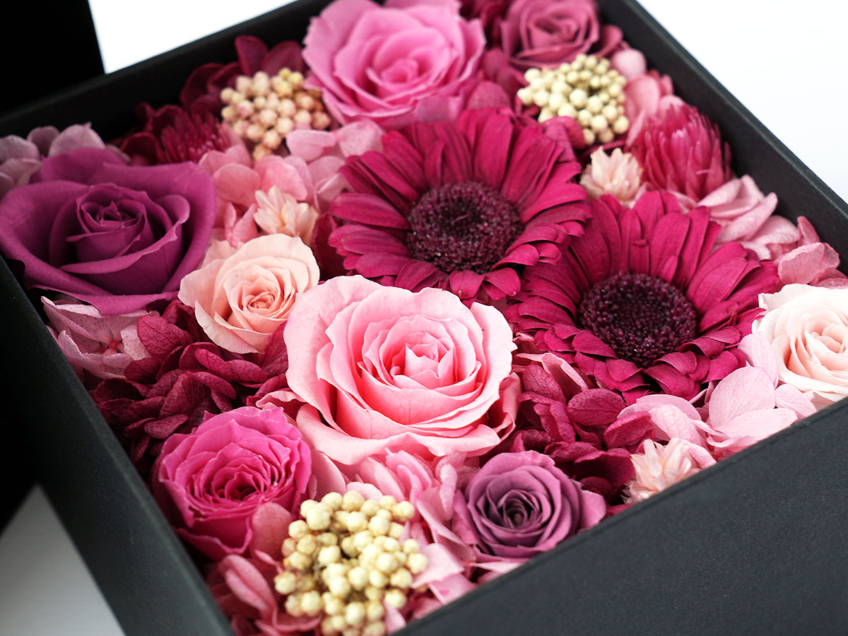 プリザーブドフラワー 母の日】プリザーブドフラワー・ボックスアレンジメント GERBERA