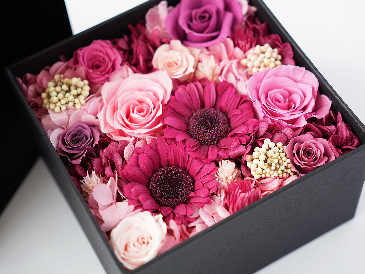 【母の日】プリザーブドフラワー・ボックスアレンジメント GERBERA