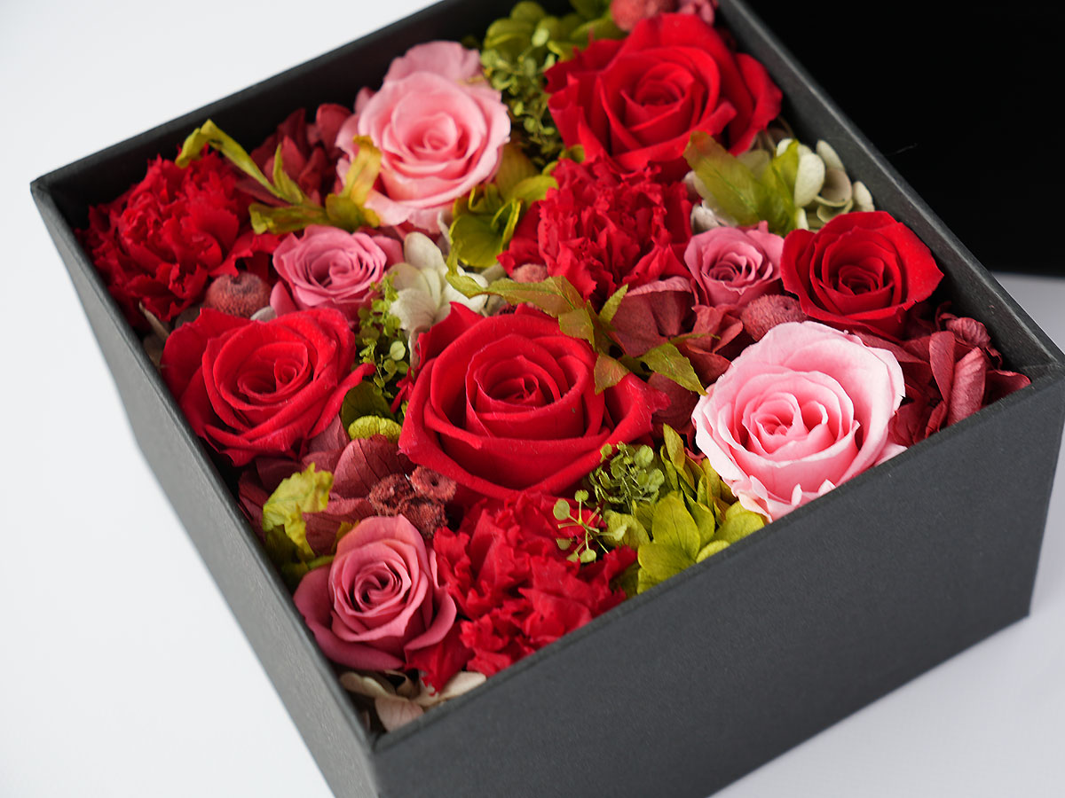 【母の日】プリザーブドフラワー・ボックスアレンジメント ROSE