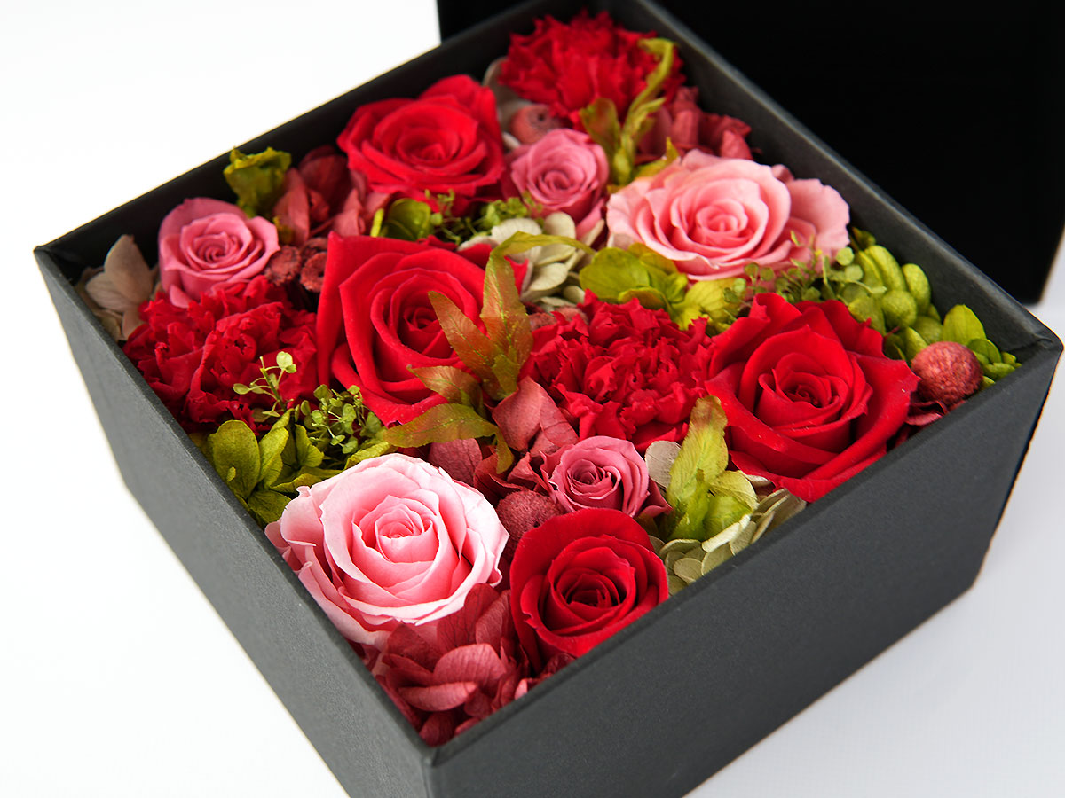 【母の日】プリザーブドフラワー・ボックスアレンジメント ROSE