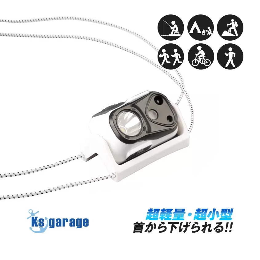 LEDヘッドライト 小型 超軽量タイプ ハンドセンサー搭載 (充電電池内蔵タイプ)