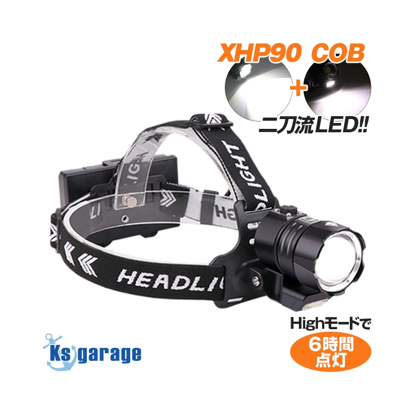 LEDヘッドライト ズーム機能 手元用COBライト 搭載 1800LM 大光量タイプ (リチウム電池別売り)
