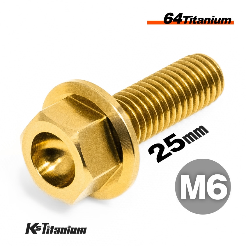 64チタン製 フランジボルト M6×25 P1.00【ゴールド】