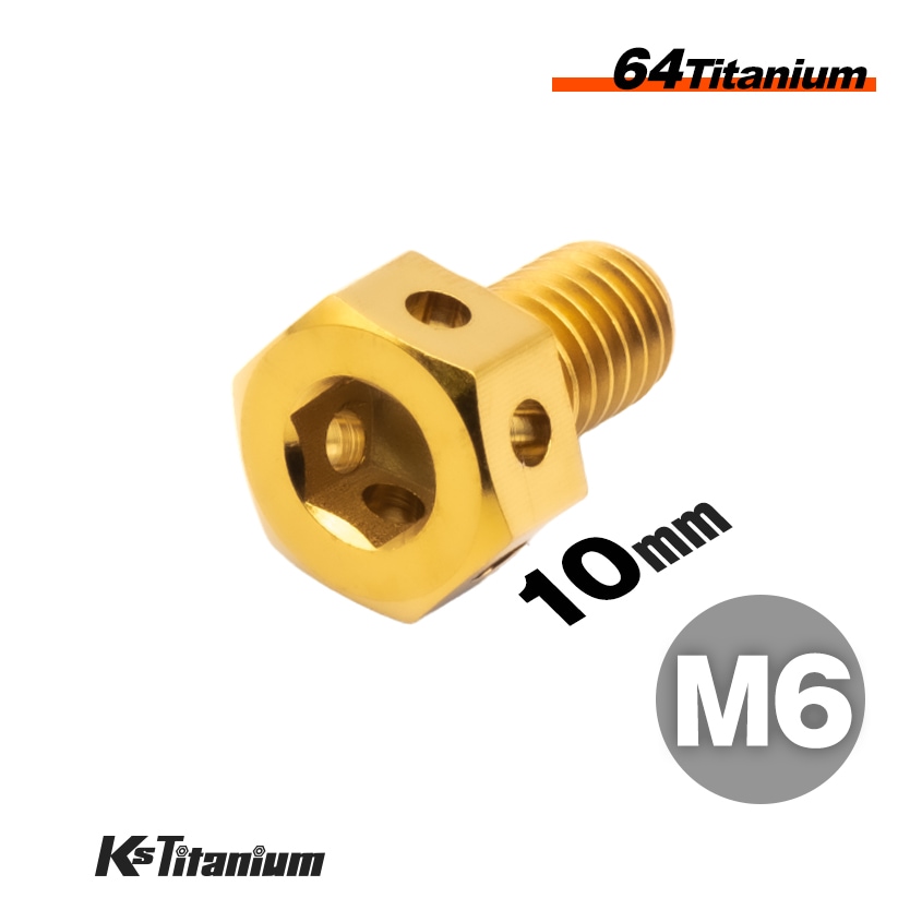 64チタン製 ワイヤーロック 六角ヘッドボルト M6×10 P1.00【ゴールド】