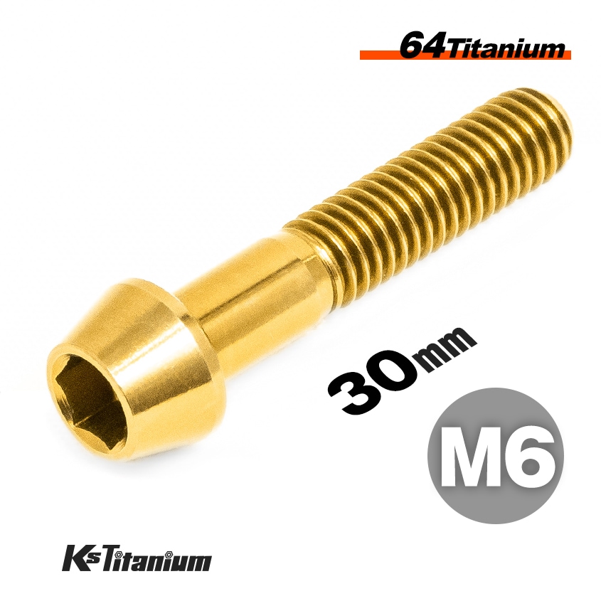 64チタン製 テーパーボルト M6×30 P1.00 【ゴールド】