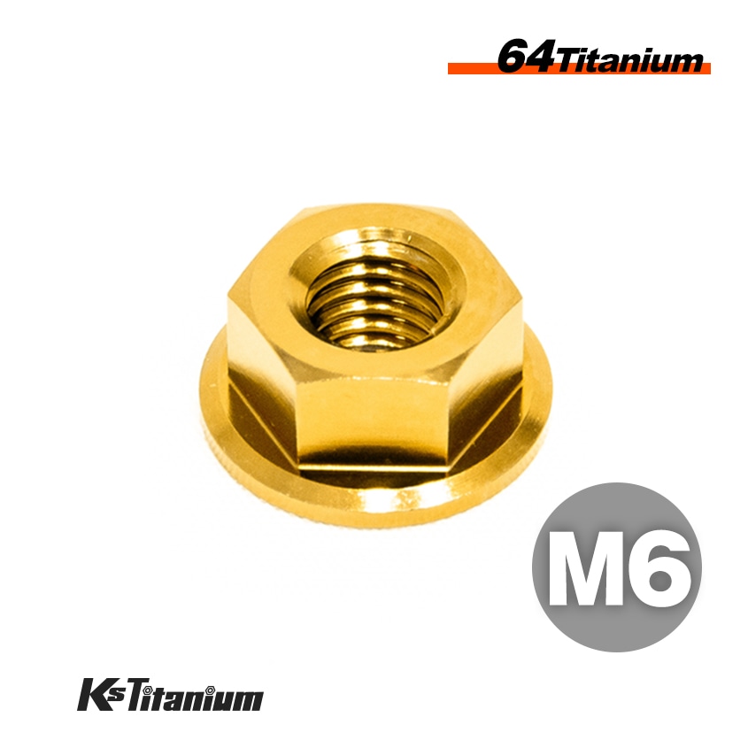 64チタン製 フランジナット M6 P1.00【ゴールド】