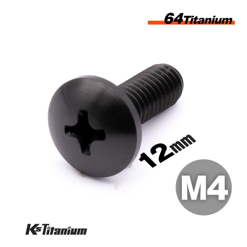 64チタン製 トラスヘッドボルト M4×12 全ネジ P0.7 【ブラック】