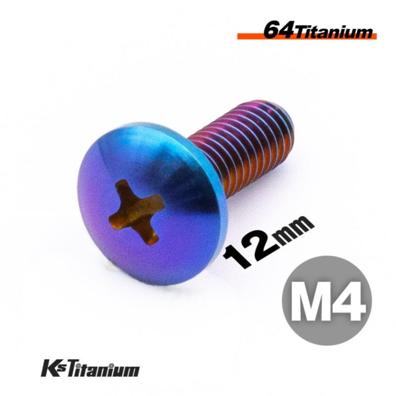 64チタン製 トラスヘッドボルト M4×12 全ネジ P0.7 【焼き色】