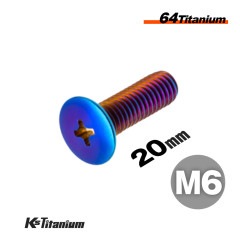 64チタン製 超低頭 十字穴 プラスネジ M6×20 全ネジ P1.0 【焼き色