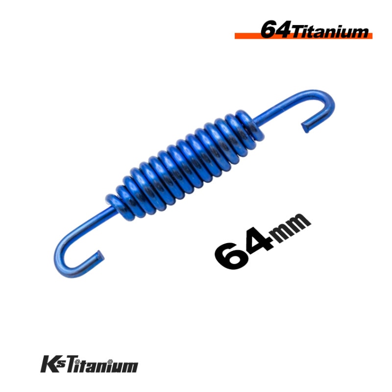 64チタン製 マフラースプリング 取付長62mm から 68mm前後 チタンスプリング チャンバー 【ブルー】
