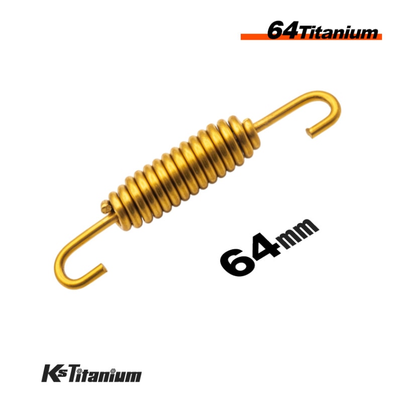 64チタン製 マフラースプリング 取付長62mm から 68mm前後 チタンスプリング チャンバー 【ゴールド】