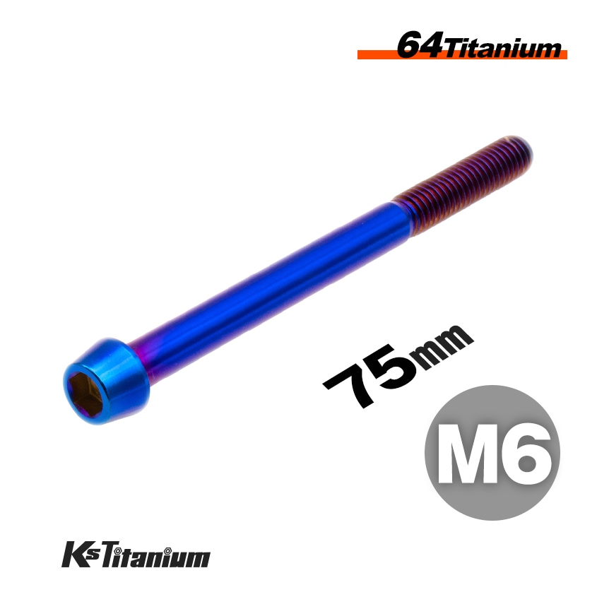 64チタン製 テーパーボルト M6×75 P1.00 【焼き色】