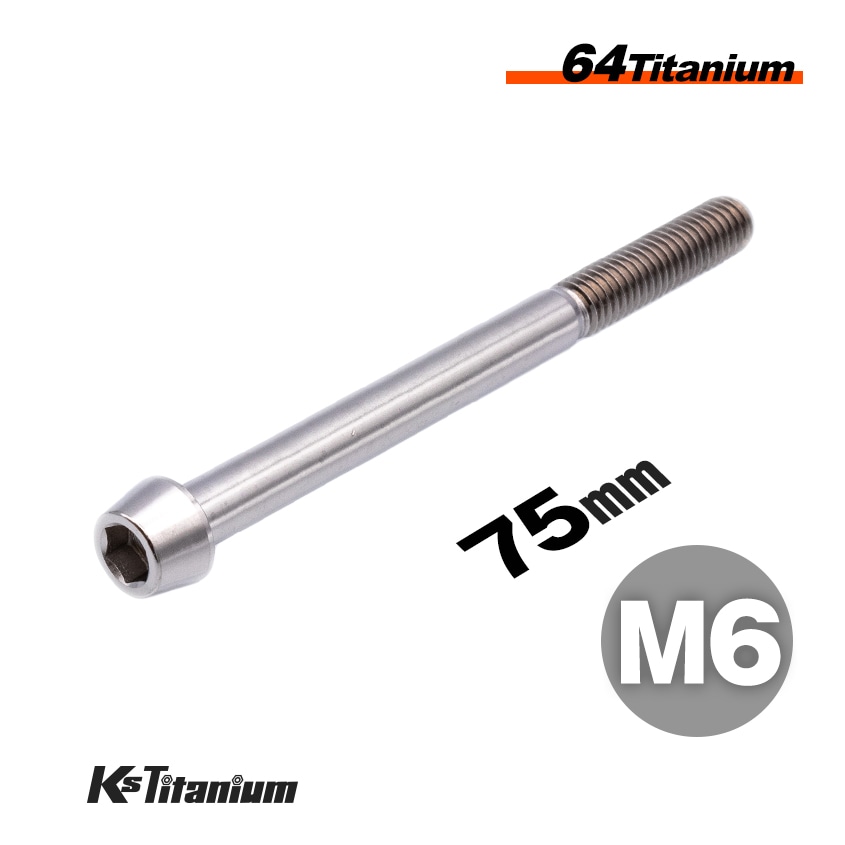 64チタン製 テーパーボルト M6×75 P1.00 【チタン無垢色】