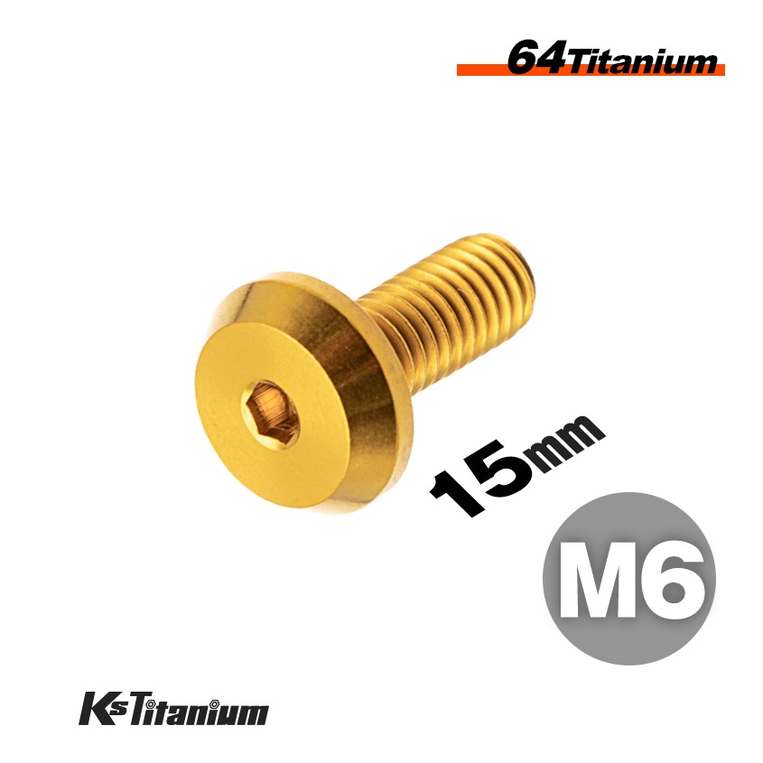 チタン製 ボタンヘッドボルト M6×15 P1.0 【ゴールド】