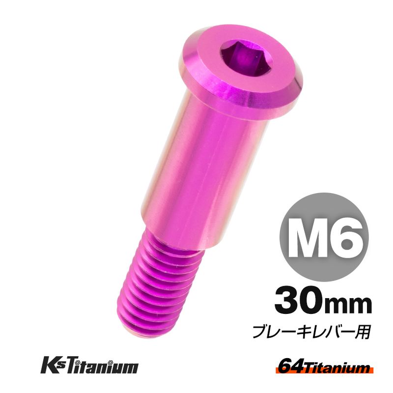 64チタン製 ブレーキレバー ピポットボルト M6×30 【パープル】