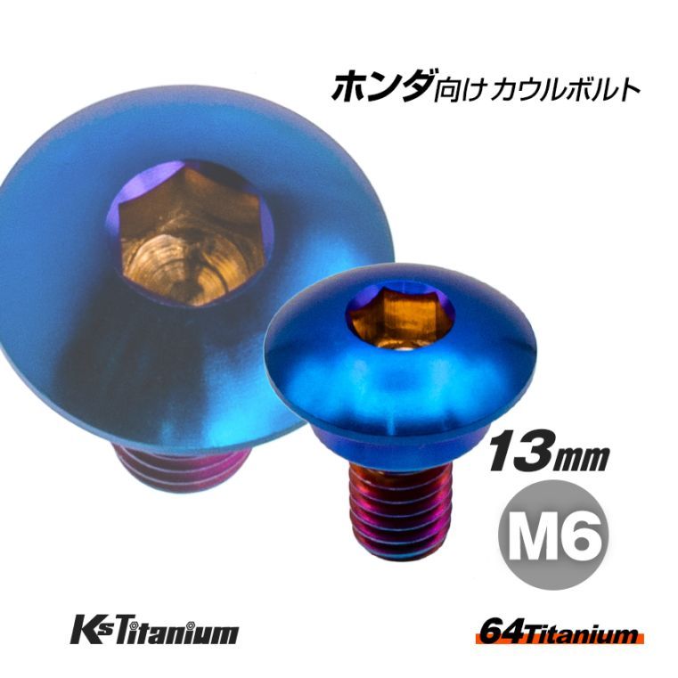 64チタン製 リアフェンダー用 カウルボルト M6×13 (10mm×04mm段付き) P1.0 【焼き色】