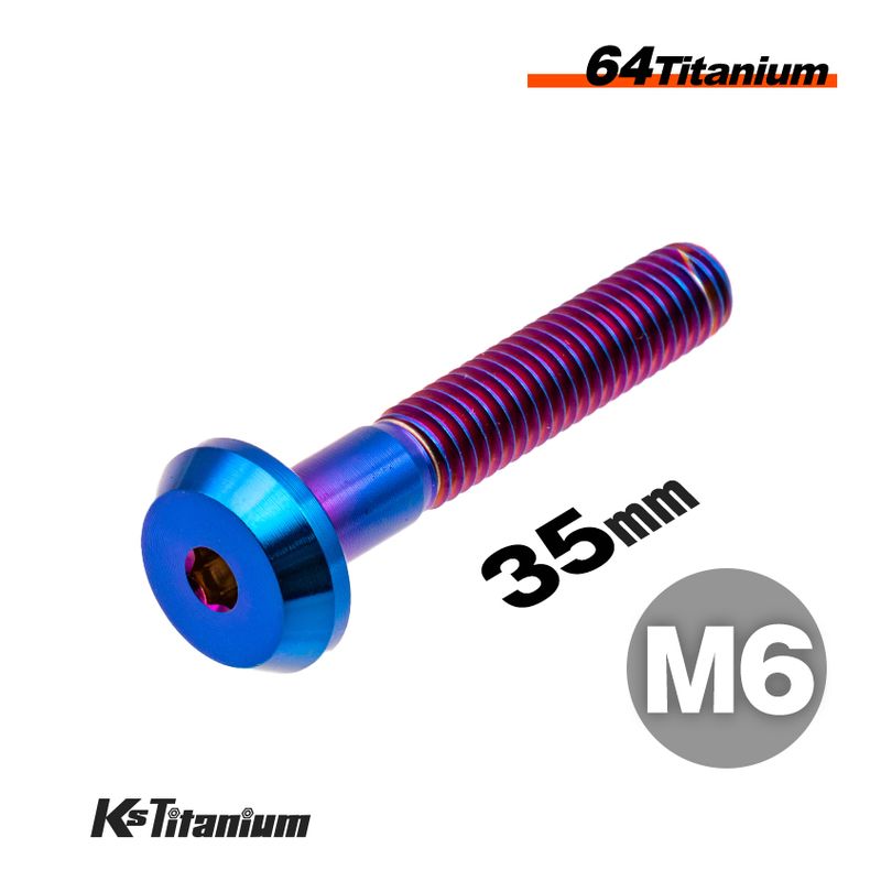 チタン製 ボタンボルト M6×35 スレッド25mm 【焼き色】