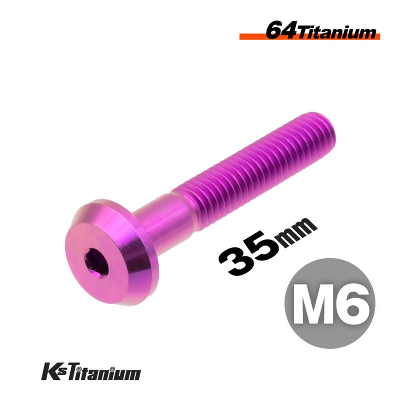 チタン製 ボタンボルト M6×35 スレッド25mm 【パープル】
