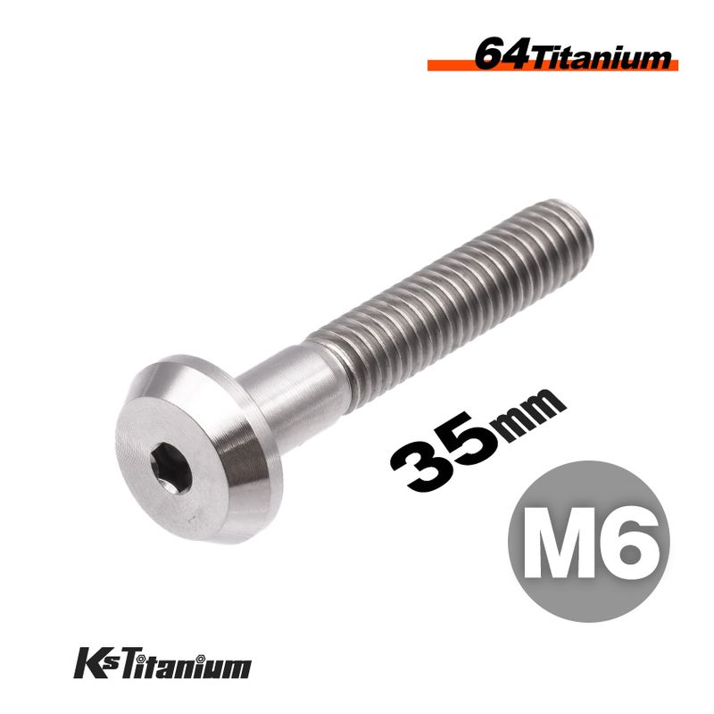 チタン製 ボタンボルト M6×35 スレッド25mm 【無垢】