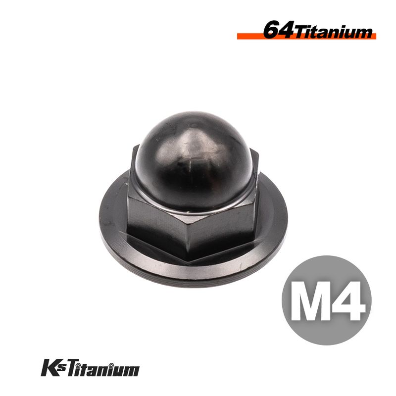 64チタン製 フランジキャップナット m4 P0.7【ブラック】