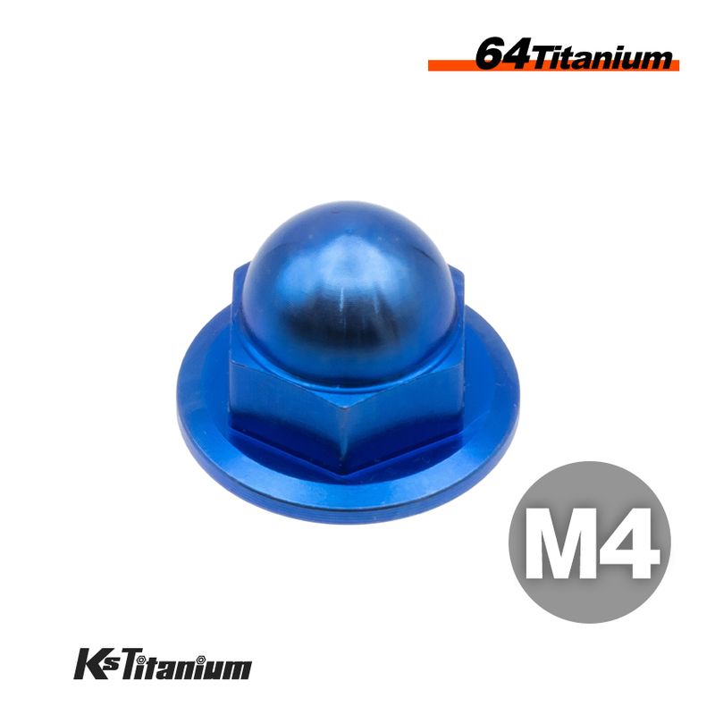 64チタン製 フランジキャップナット m4 P0.7【ブルー】