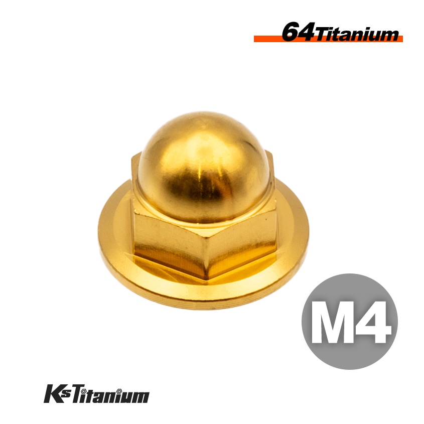 64チタン製 フランジキャップナット m4 P0.7【ゴールド】