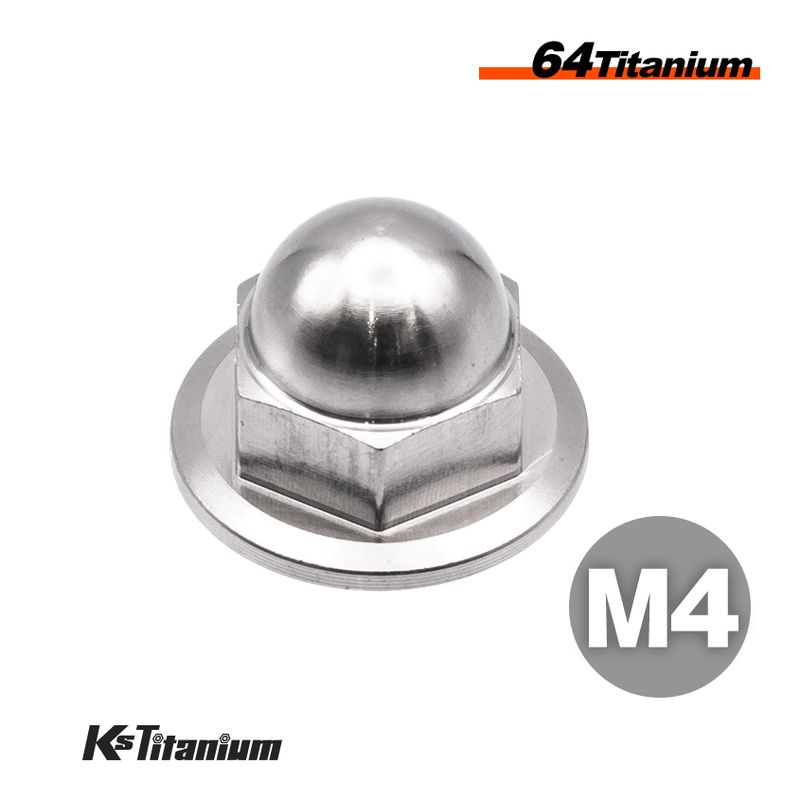 64チタン製 フランジキャップナット m4 P0.7【チタン無垢色】
