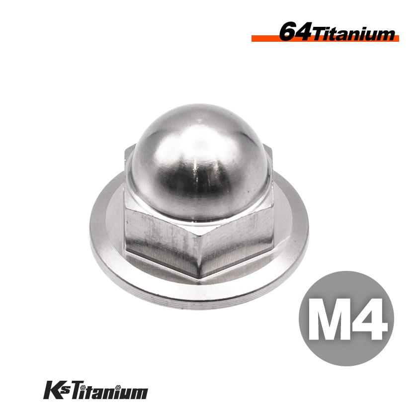 64チタン製 フランジキャップナット m4 P0.7【チタン無垢色】