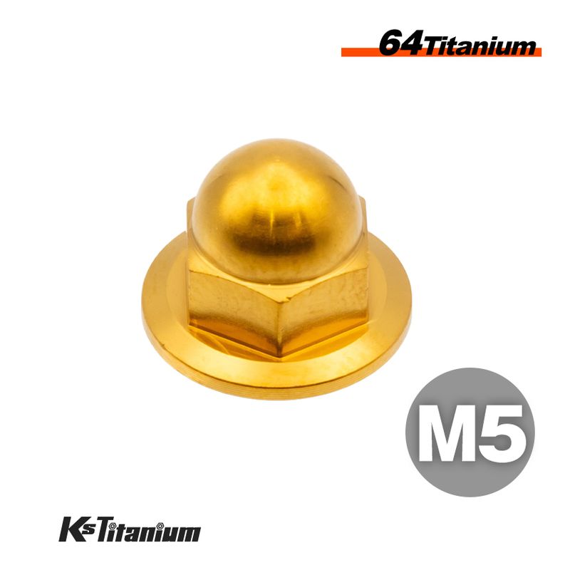 64チタン製 フランジキャップナット m5 P0.8【ゴールド】