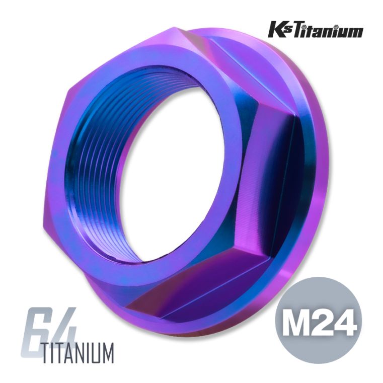 64チタン製 フランジナット M24 P1.00【メタライズブルー】