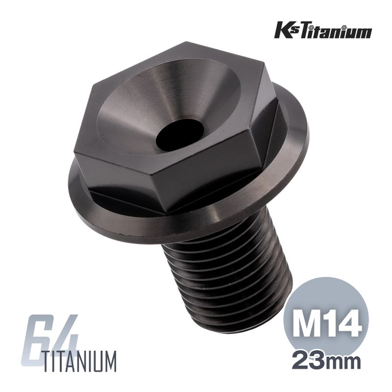 64チタン製 フロントアクスルボルト フランジボルト M14×23 P1.5【ブラック】
