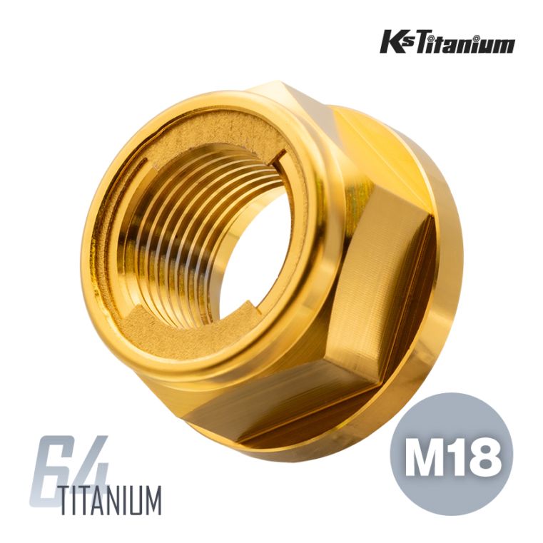 64チタン製 リアアクスルナット セルフロックナット M18 P1.50 【ゴールド】